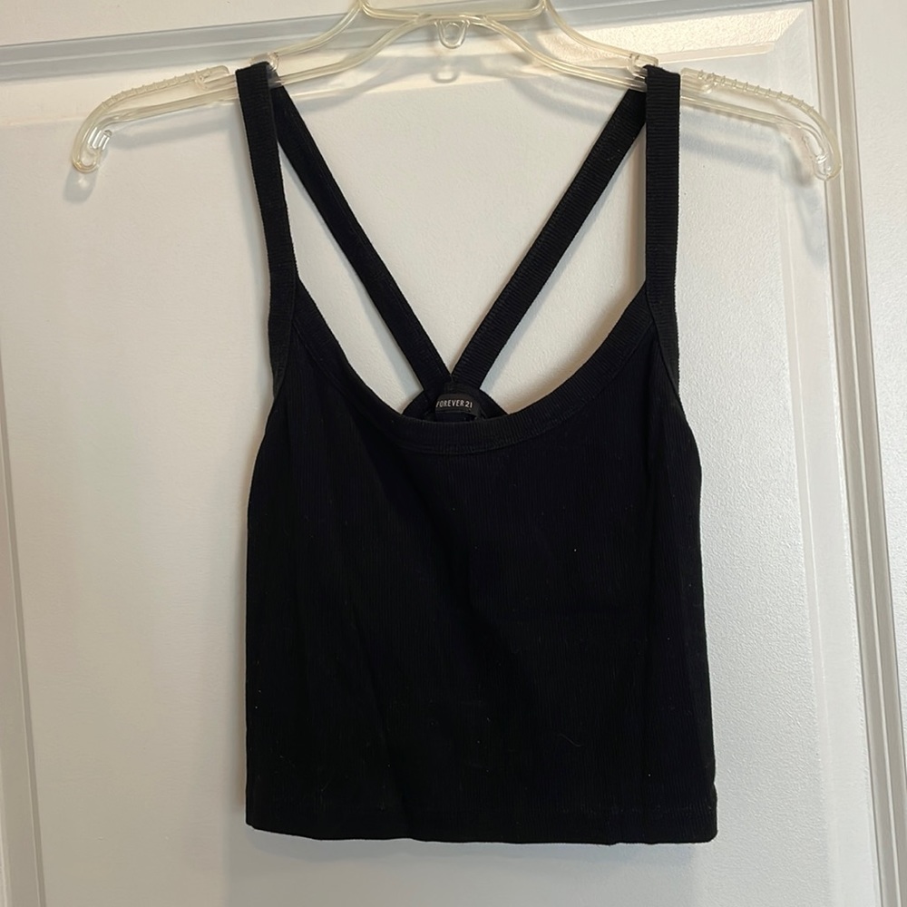 Black Razor Back Crop Top